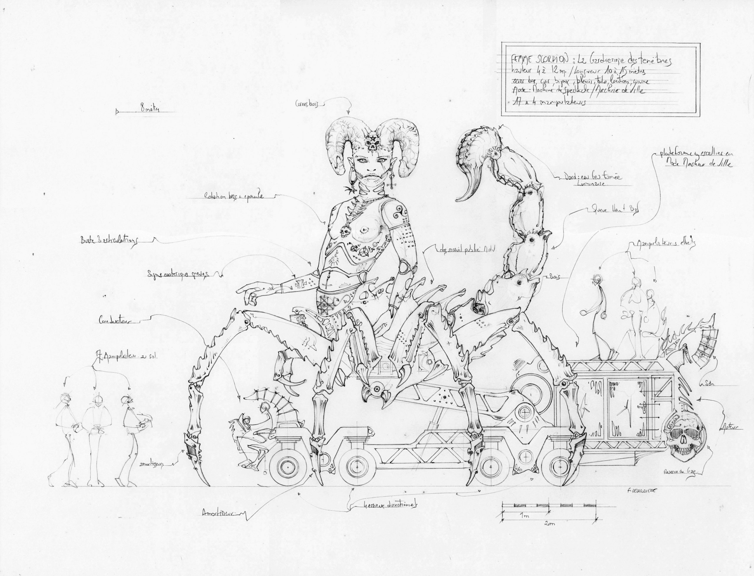 Croquis Gardienne des Ténèbres - crédit Francois Delaroziere